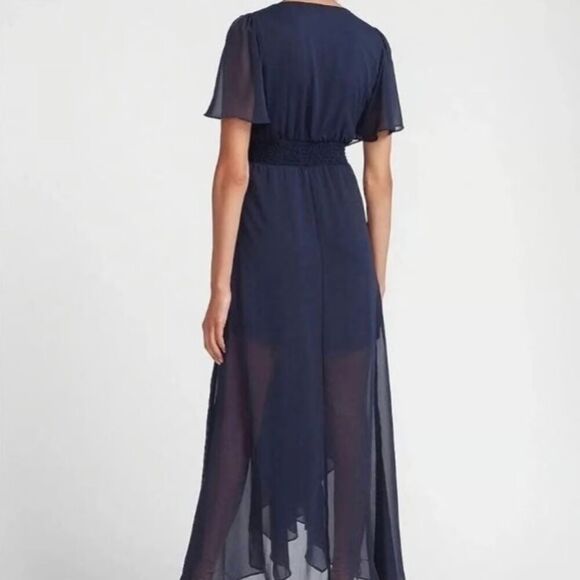 NWT Express Jagged Hem Sheer Flutter Sleeve Dress Women's Size S - Picture 2 of 10